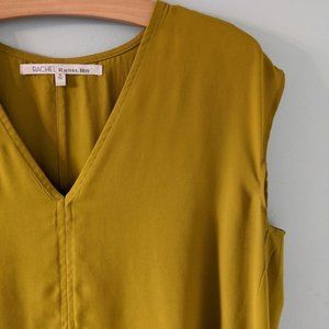 Rachel Roy High Low Flowy Mustard Blouse Size M